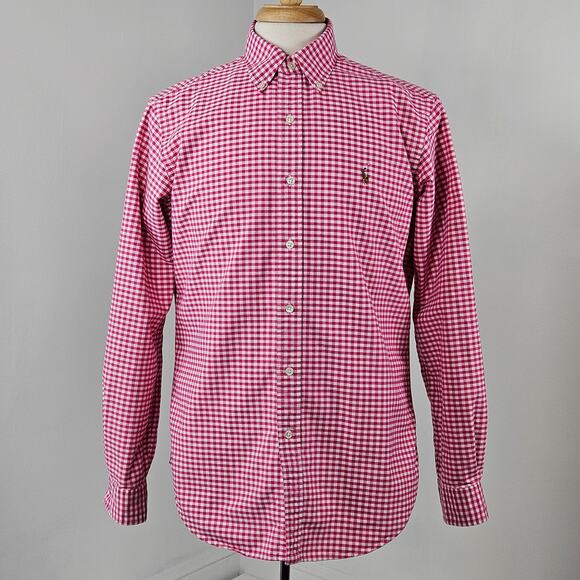 Ralph Lauren Button-Up Red Gingham Checkered Plaid Shirt | Men's Medium - Picture 1 of 16
